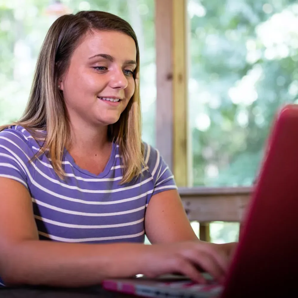 student using laptop